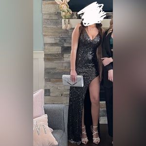 Size 5 black sequin midnight doll prom dress